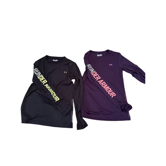 2 Under Armour "RunderArmour" Long‎ Sleeve Semi Fitted Shirts Size Small  #0082 - Picture 1 of 6